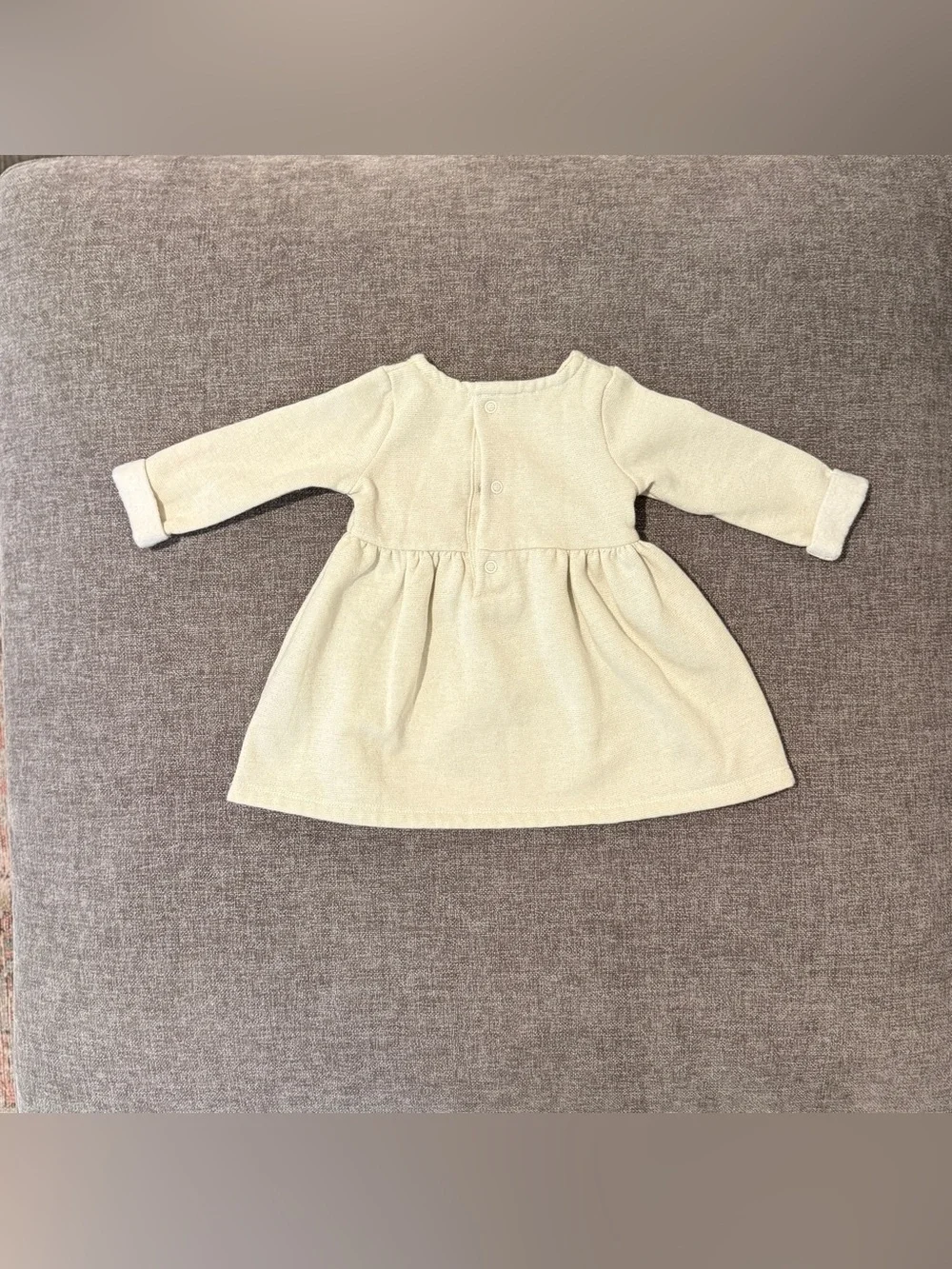 Carter’s Cream Long-Sleeve Bow Dress 6m